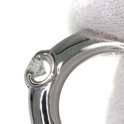CARTIER C Dou Solitaire Diamond #46 Ring K18 White Gold Ladies [Used]