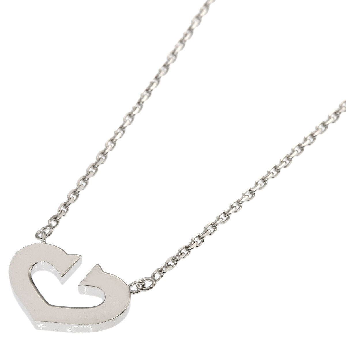 CARTIER C heart Necklace K18 White Gold Ladies [Used]