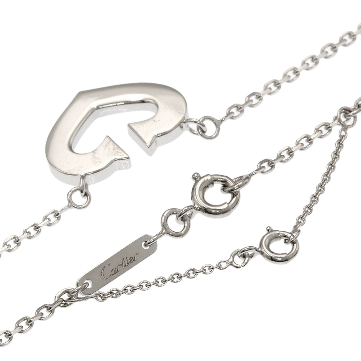 CARTIER C heart Necklace K18 White Gold Ladies [Used]