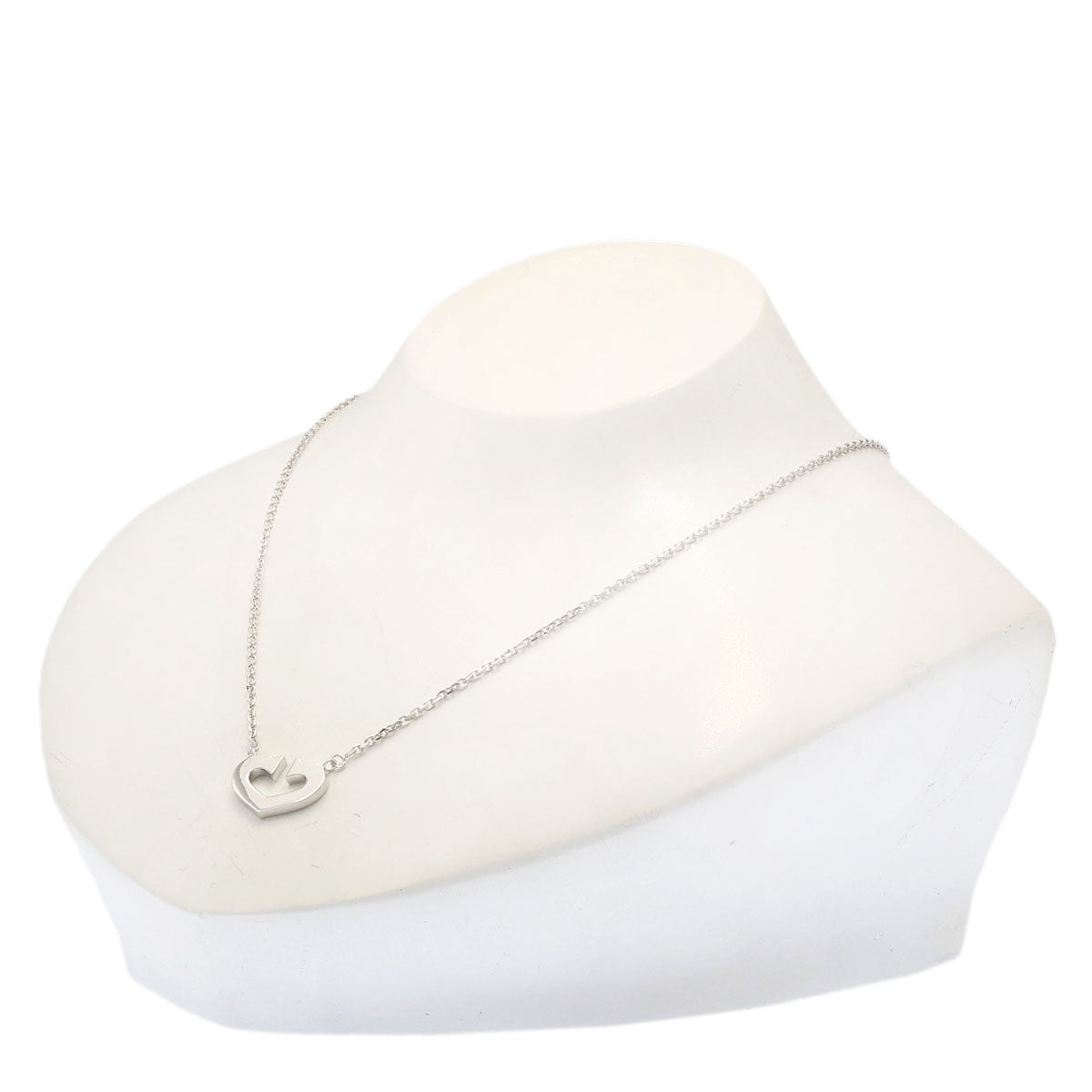 CARTIER C heart Necklace K18 White Gold Ladies [Used]