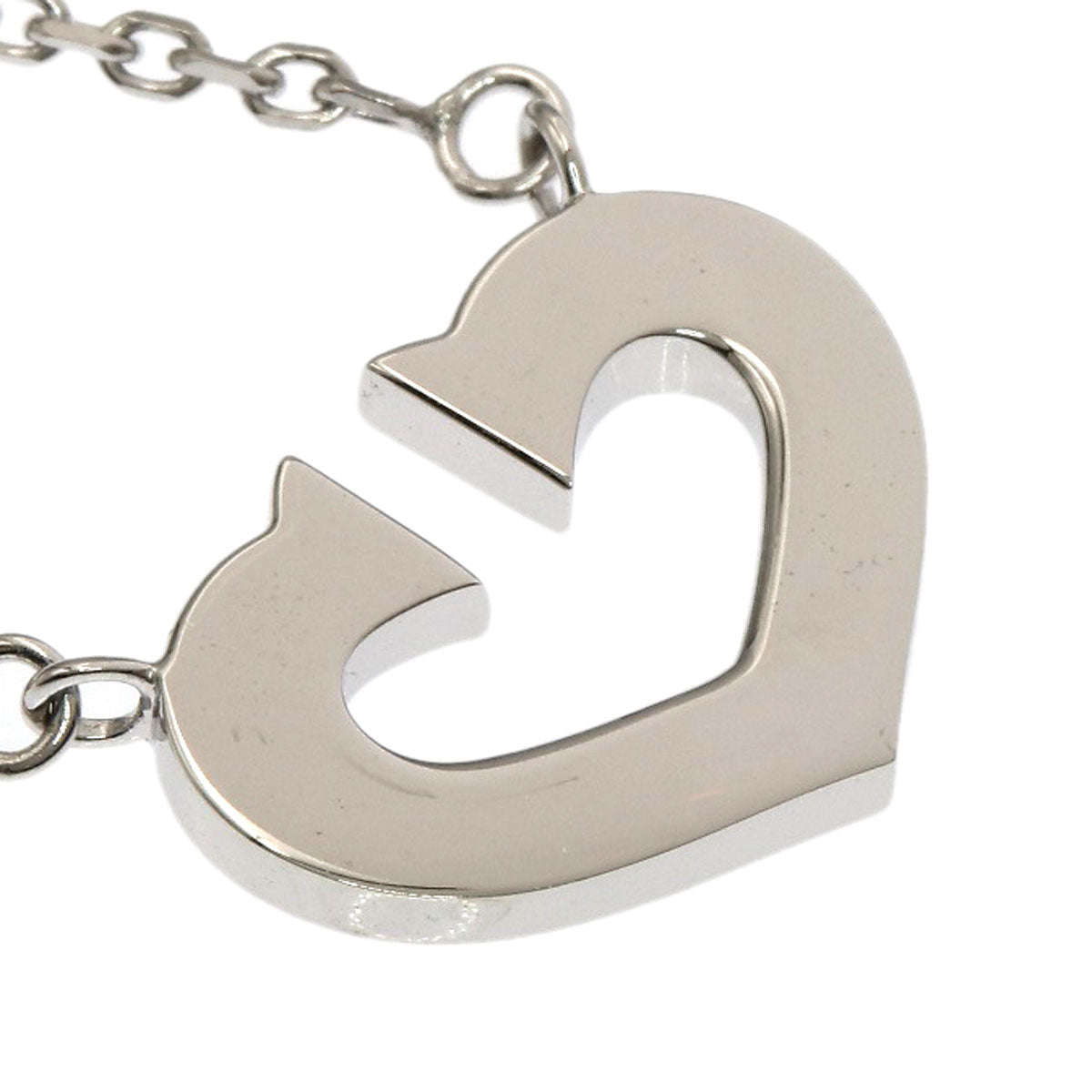 CARTIER C heart Necklace K18 White Gold Ladies [Used]