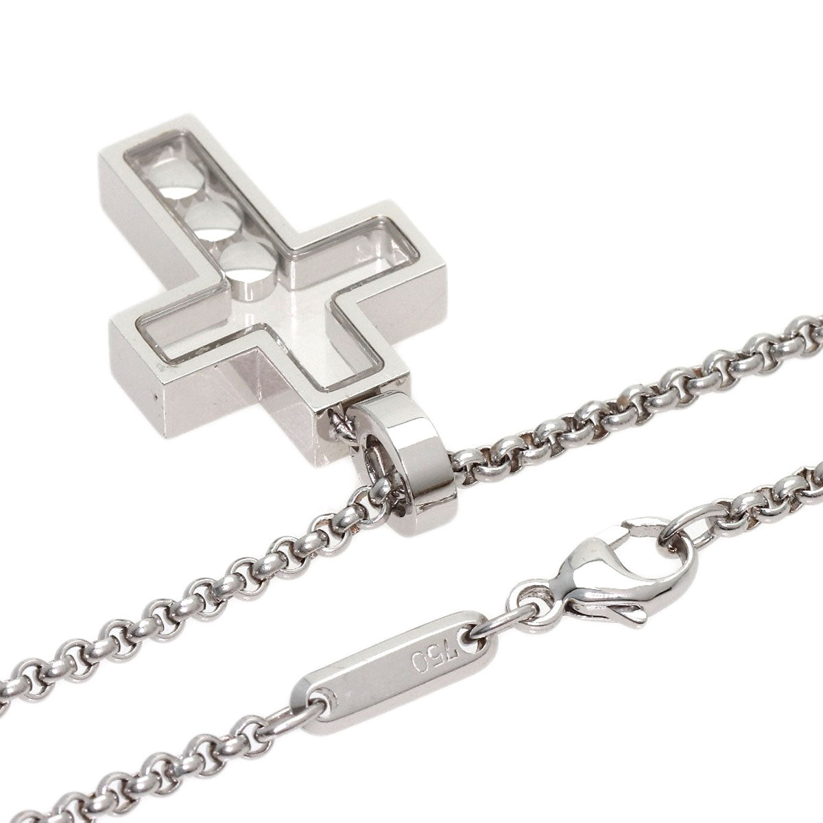 Chopard Happy Diamond Cross Diamond Necklace K18 White Gold Ladies [Used]