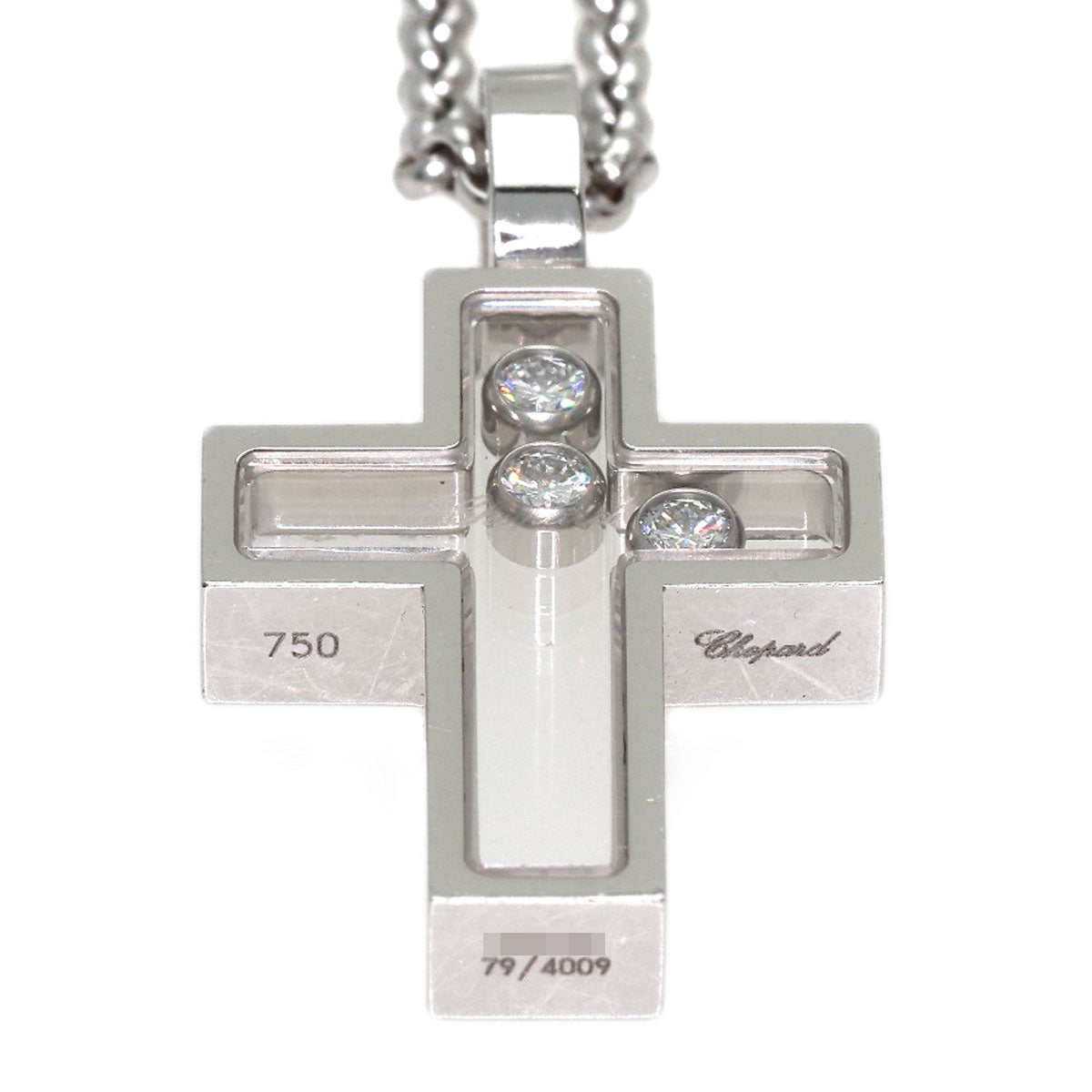 Chopard Happy Diamond Cross Diamond Necklace K18 White Gold Ladies [Used]