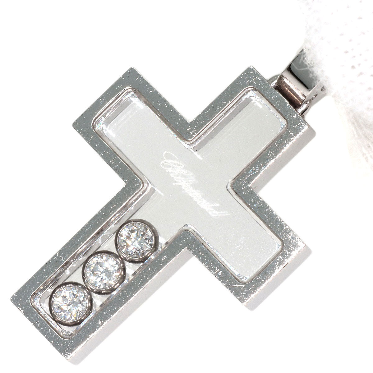 Chopard Happy Diamond Cross Diamond Necklace K18 White Gold Ladies [Used]
