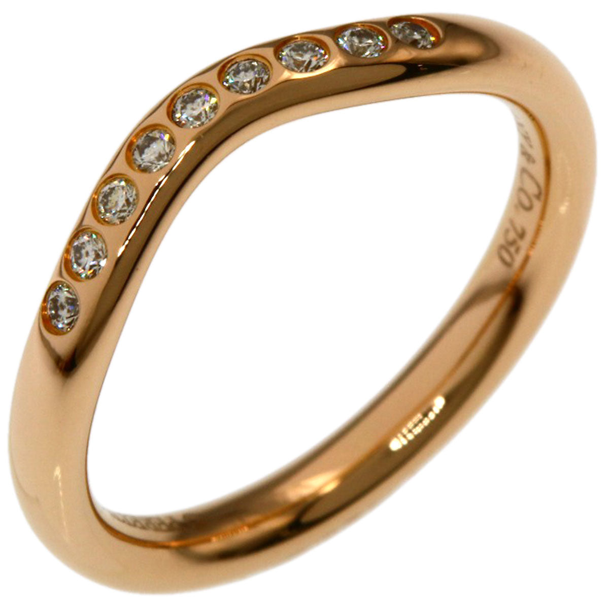 TIFFANY&Co. Curved band Diamond Ring K18 Pink Gold Ladies [Used]