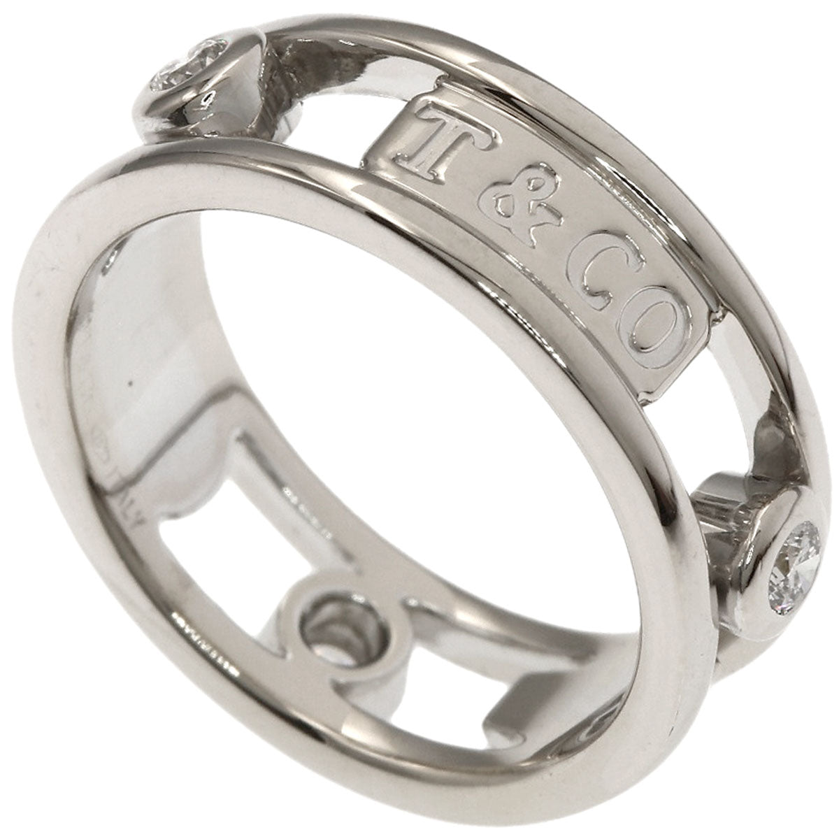 TIFFANY&Co. 1837 Element Double Wire 3P Diamond Ring K18 White Gold Ladies [Used]