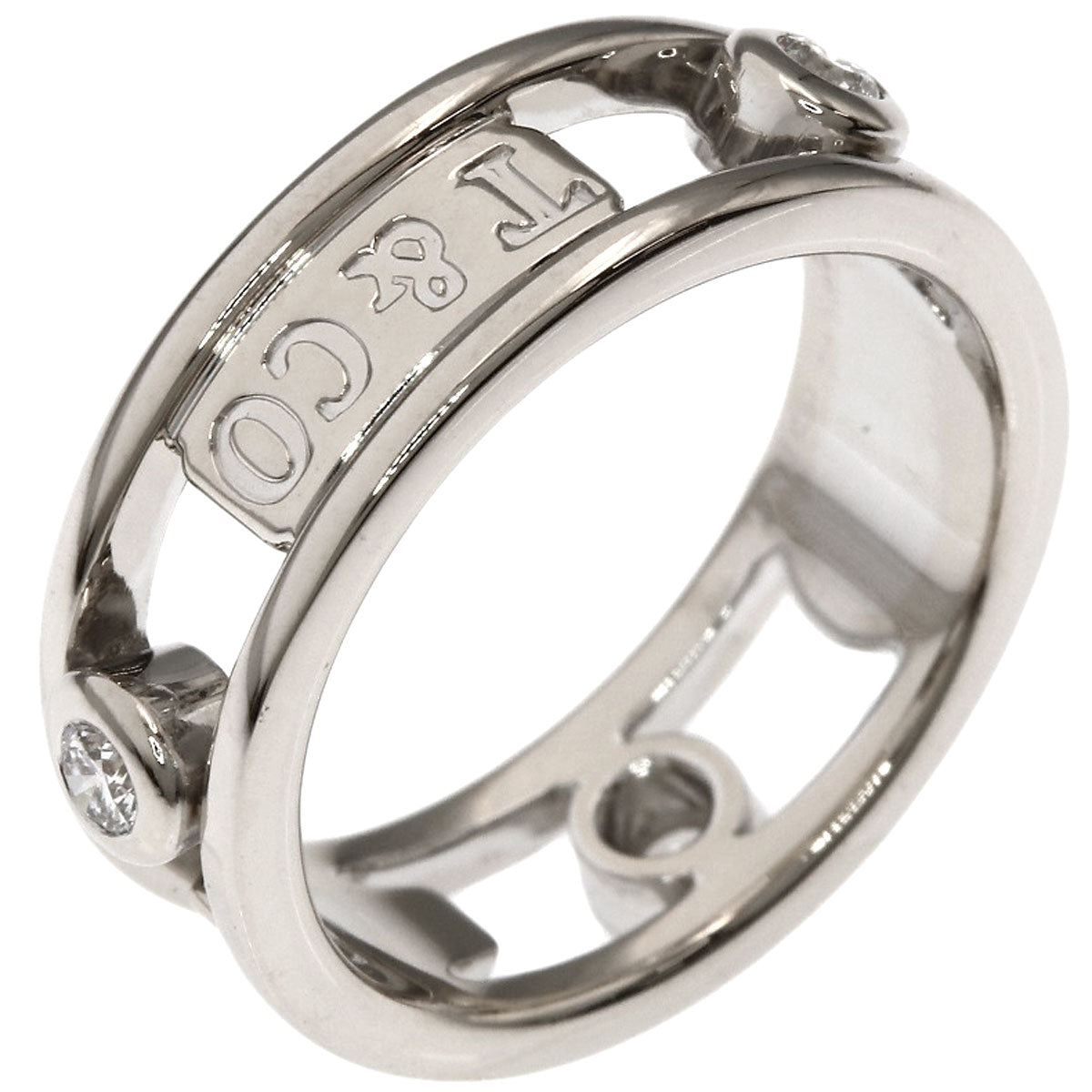 TIFFANY&Co. 1837 Element Double Wire 3P Diamond Ring K18 White Gold Ladies [Used]