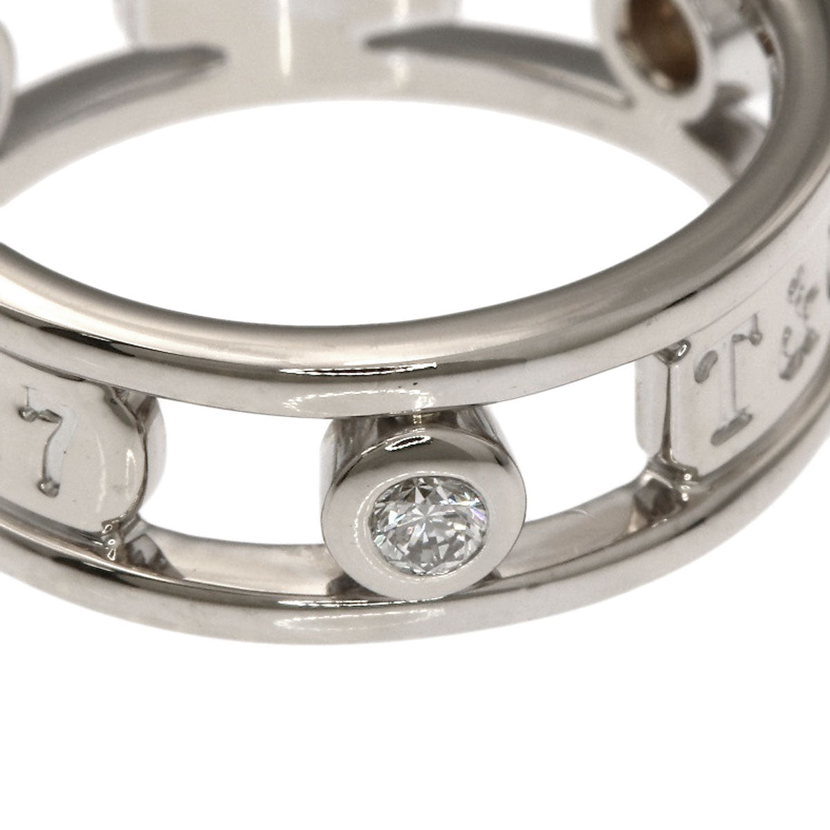 TIFFANY&Co. 1837 Element Double Wire 3P Diamond Ring K18 White Gold Ladies [Used]