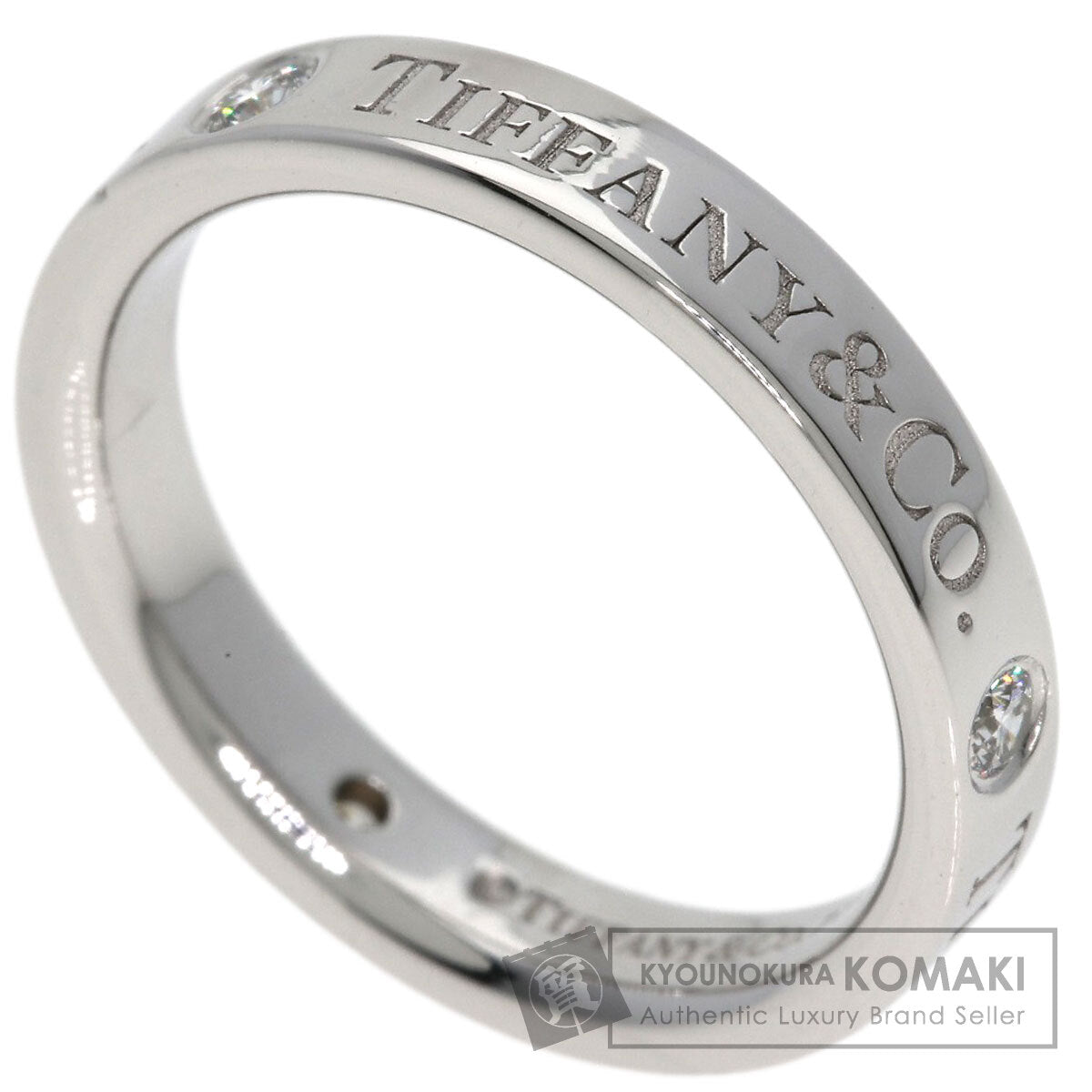 TIFFANY&Co. Flat Band 3P Diamond Ring Platinum PT950 Ladies [Used]