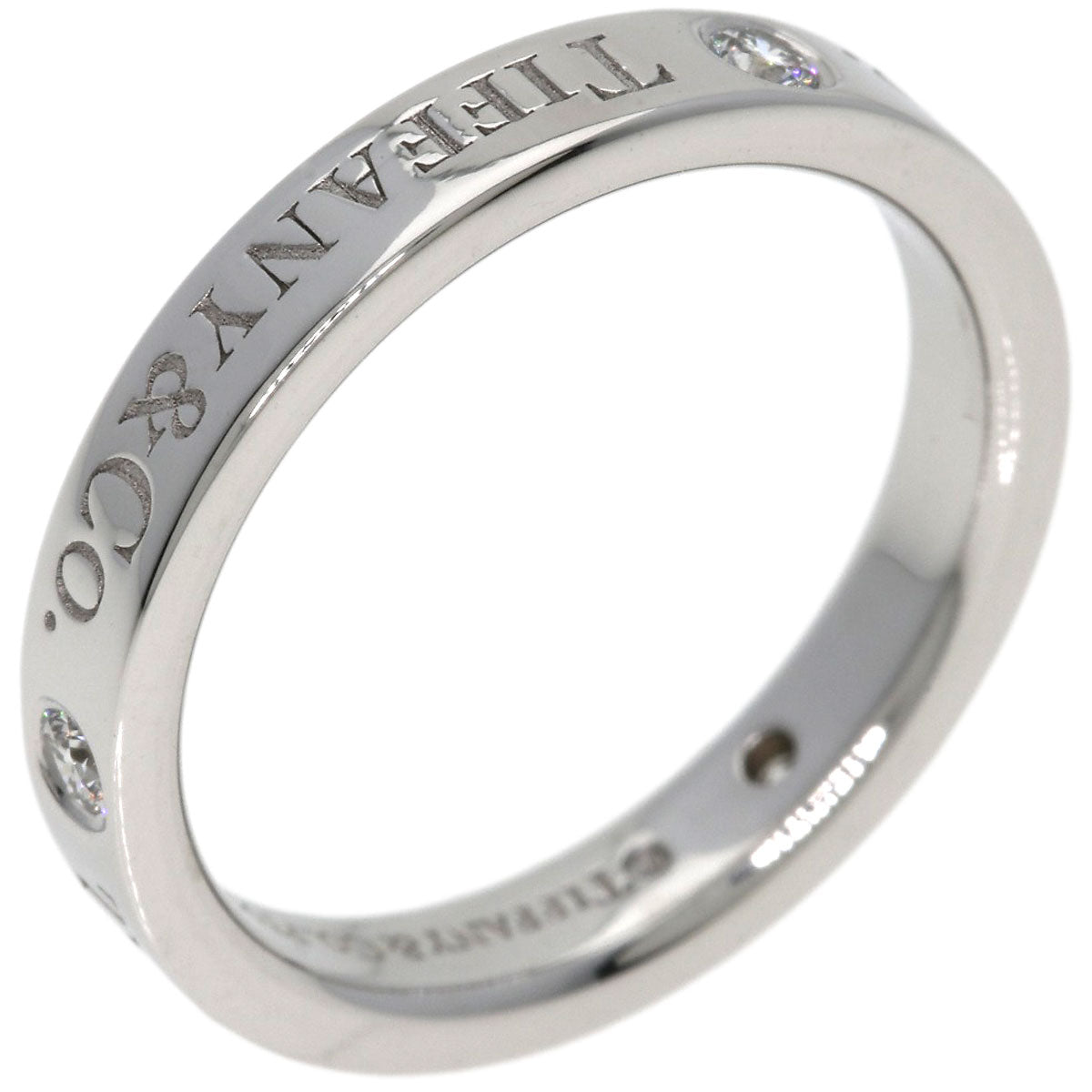 TIFFANY&Co. Flat Band 3P Diamond Ring Platinum PT950 Ladies [Used]