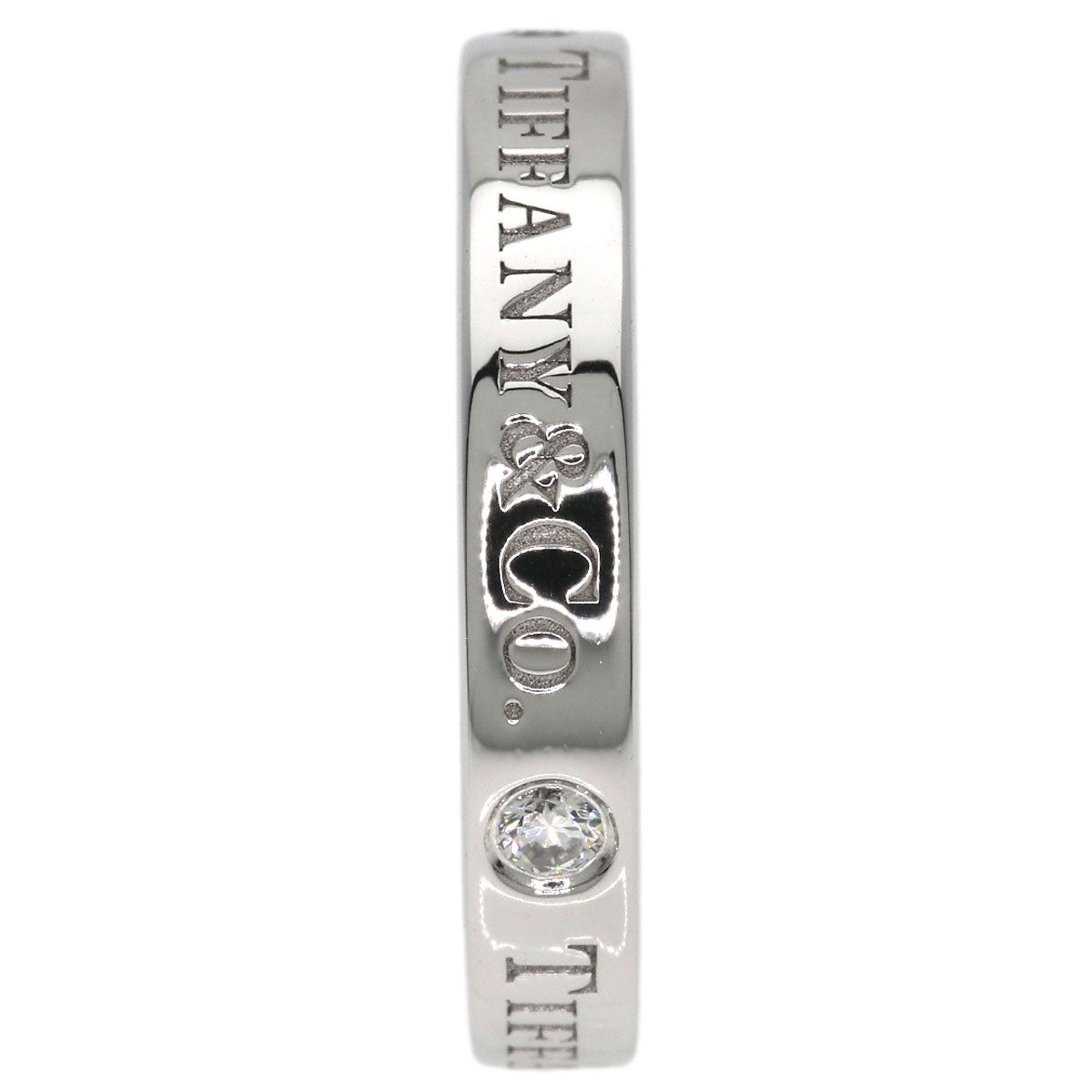 TIFFANY&Co. Flat Band 3P Diamond Ring Platinum PT950 Ladies [Used]