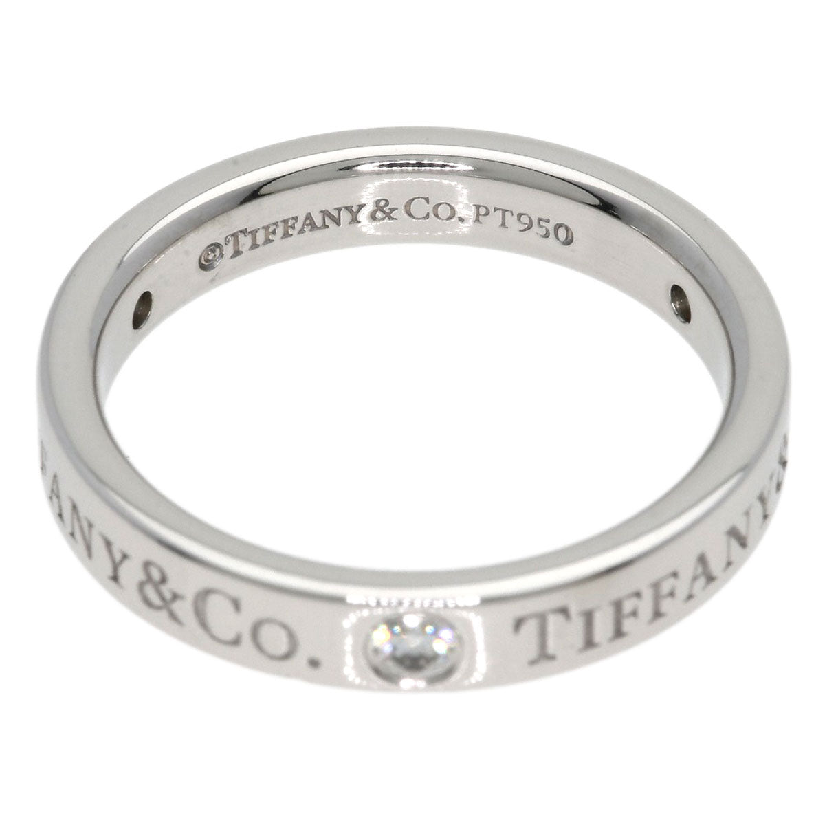 TIFFANY&Co. Flat Band 3P Diamond Ring Platinum PT950 Ladies [Used]