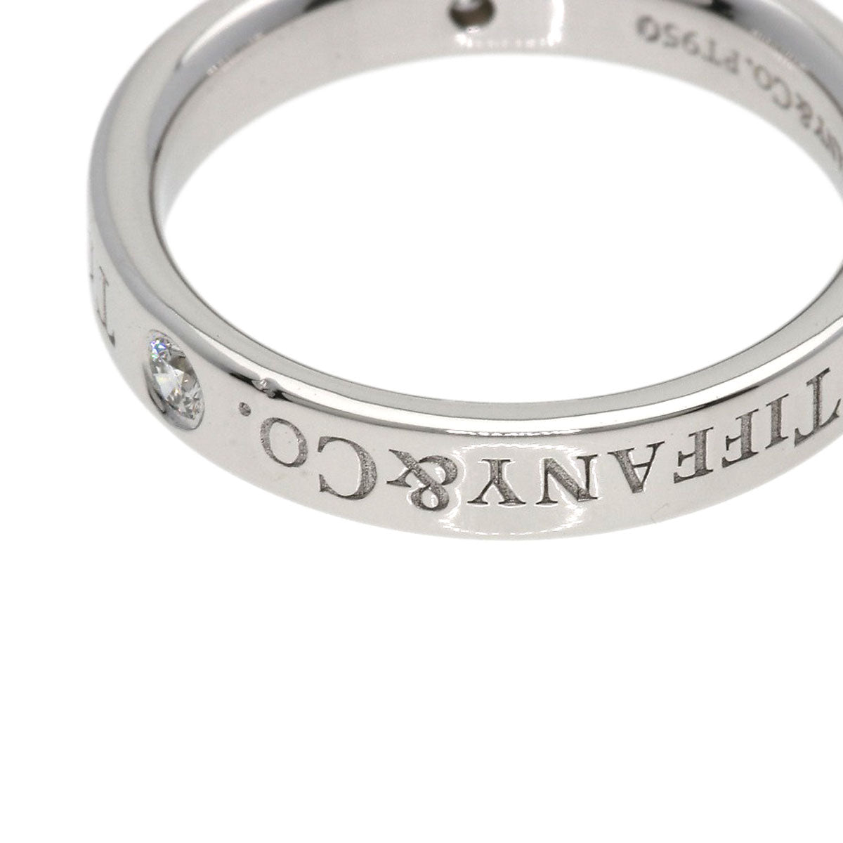 TIFFANY&Co. Flat Band 3P Diamond Ring Platinum PT950 Ladies [Used]