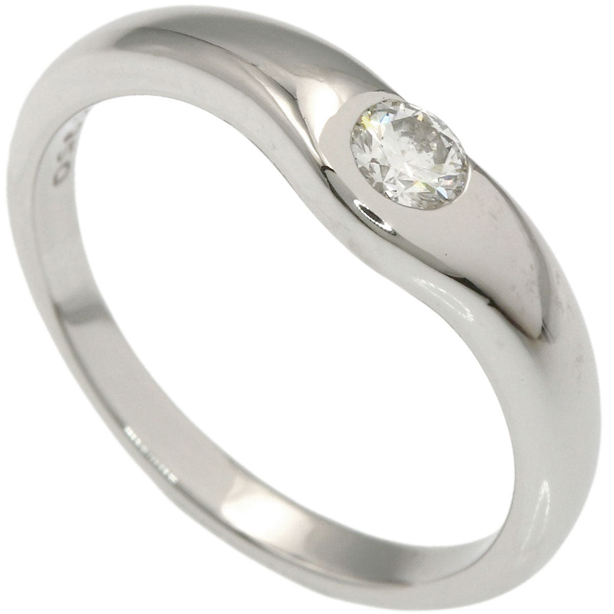 TIFFANY&Co. Curved Band 1P Diamond Ring Platinum PT950 Ladies [Used]