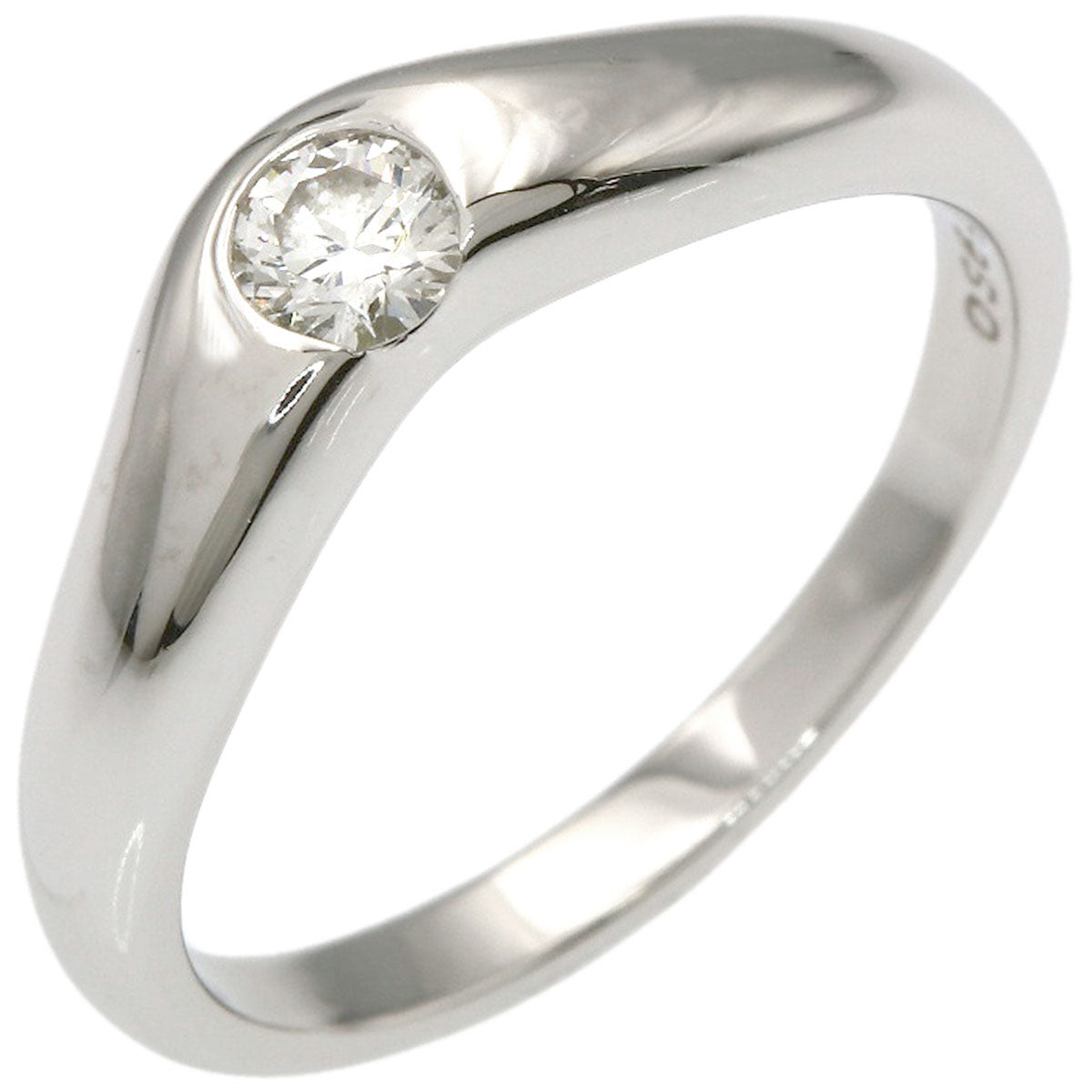 TIFFANY&Co. Curved Band 1P Diamond Ring Platinum PT950 Ladies [Used]