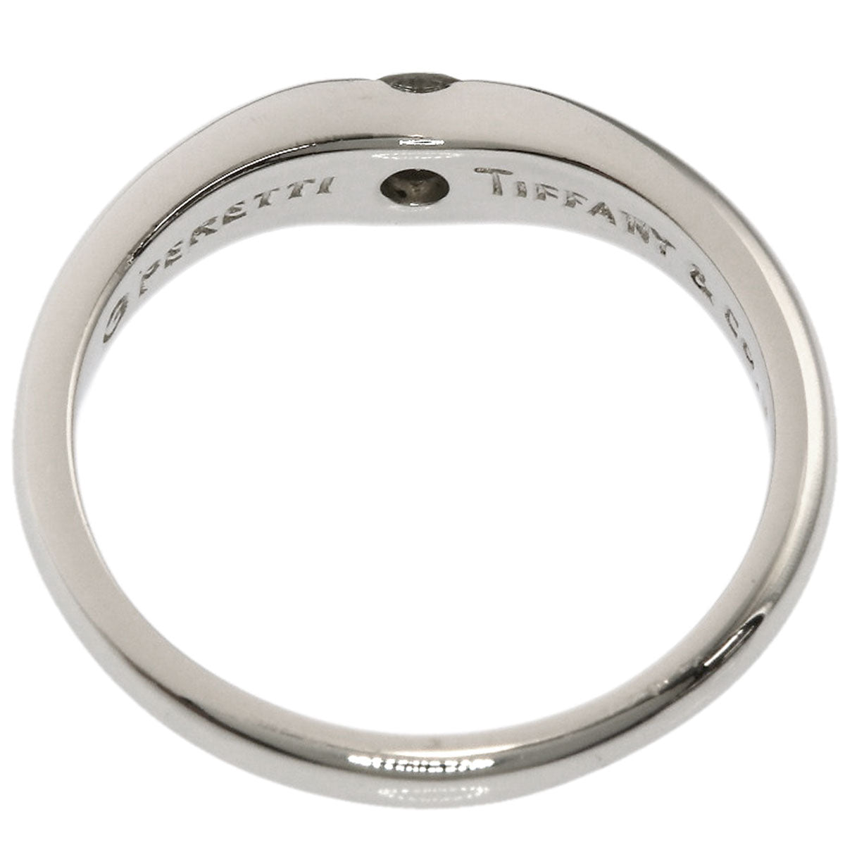 TIFFANY&Co. Curved Band 1P Diamond Ring Platinum PT950 Ladies [Used]