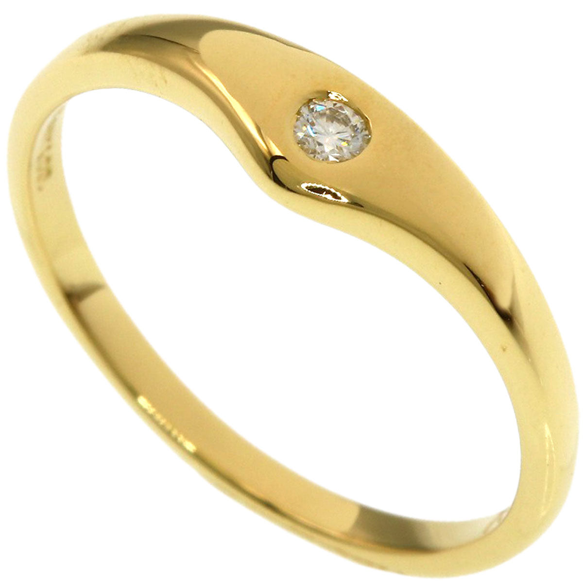 TIFFANY&Co. Curved Band 1P Diamond Ring K18 Yellow Gold Ladies [Used]