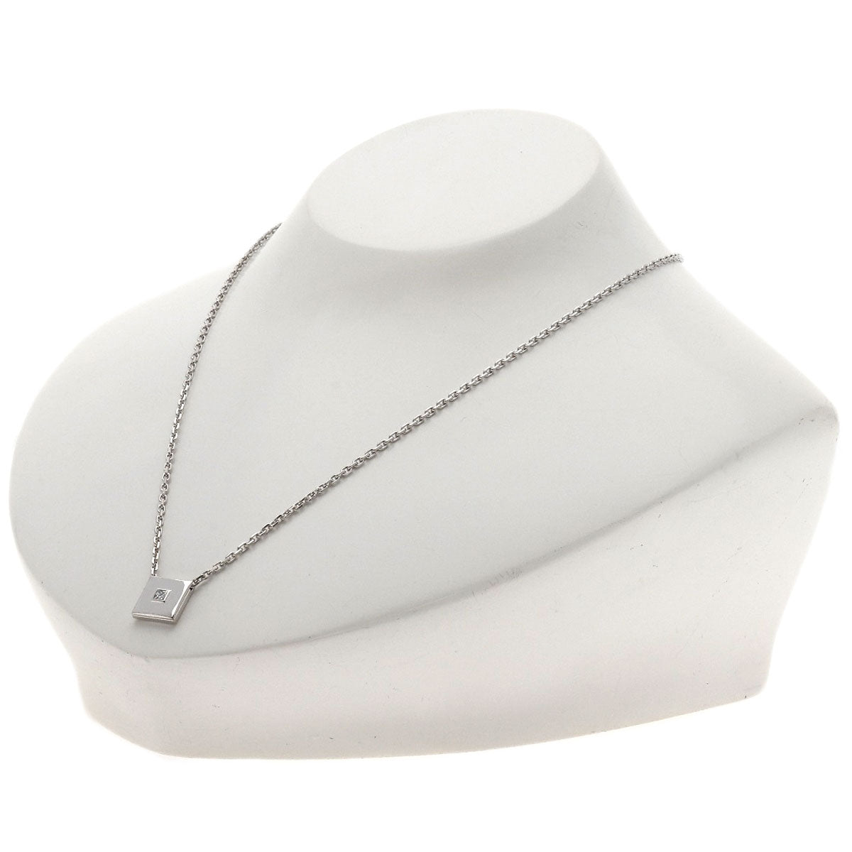 Boucheron Square 1P Diamond Necklace K18 White Gold Ladies [Used]