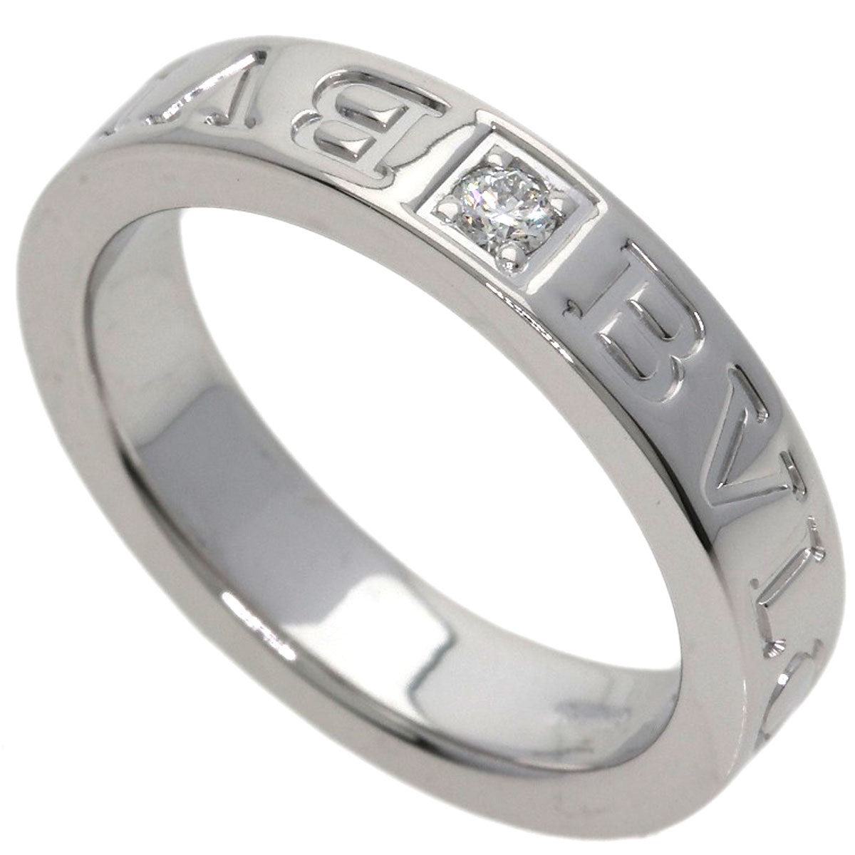 BVLGARI Double logo 1P Diamond Ring K18 White Gold Ladies [Used]