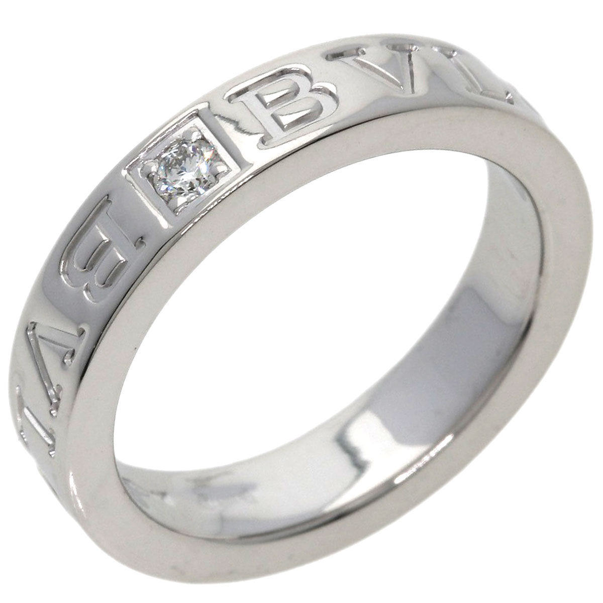 BVLGARI Double logo 1P Diamond Ring K18 White Gold Ladies [Used]