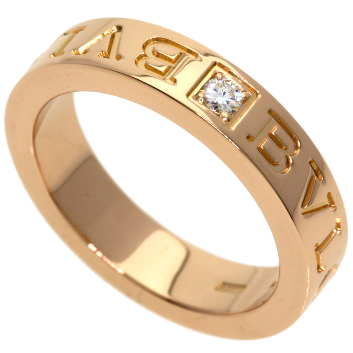 BVLGARI Double logo 1P Diamond Ring K18 Pink Gold Ladies [Used]