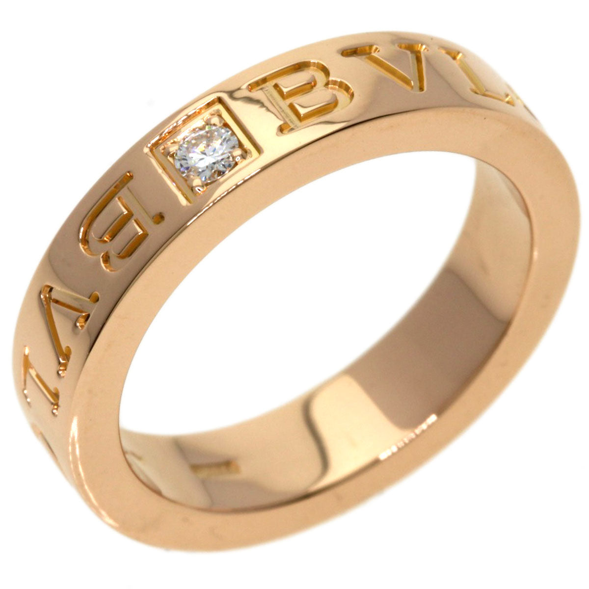 BVLGARI Double logo 1P Diamond Ring K18 Pink Gold Ladies [Used]