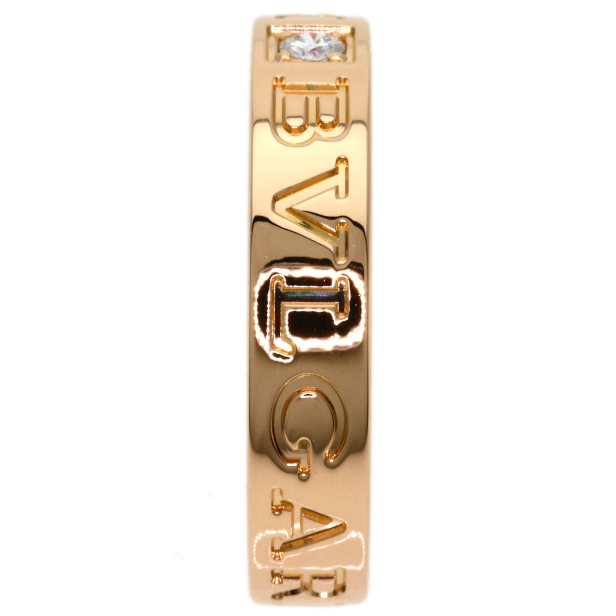 BVLGARI Double logo 1P Diamond Ring K18 Pink Gold Ladies [Used]