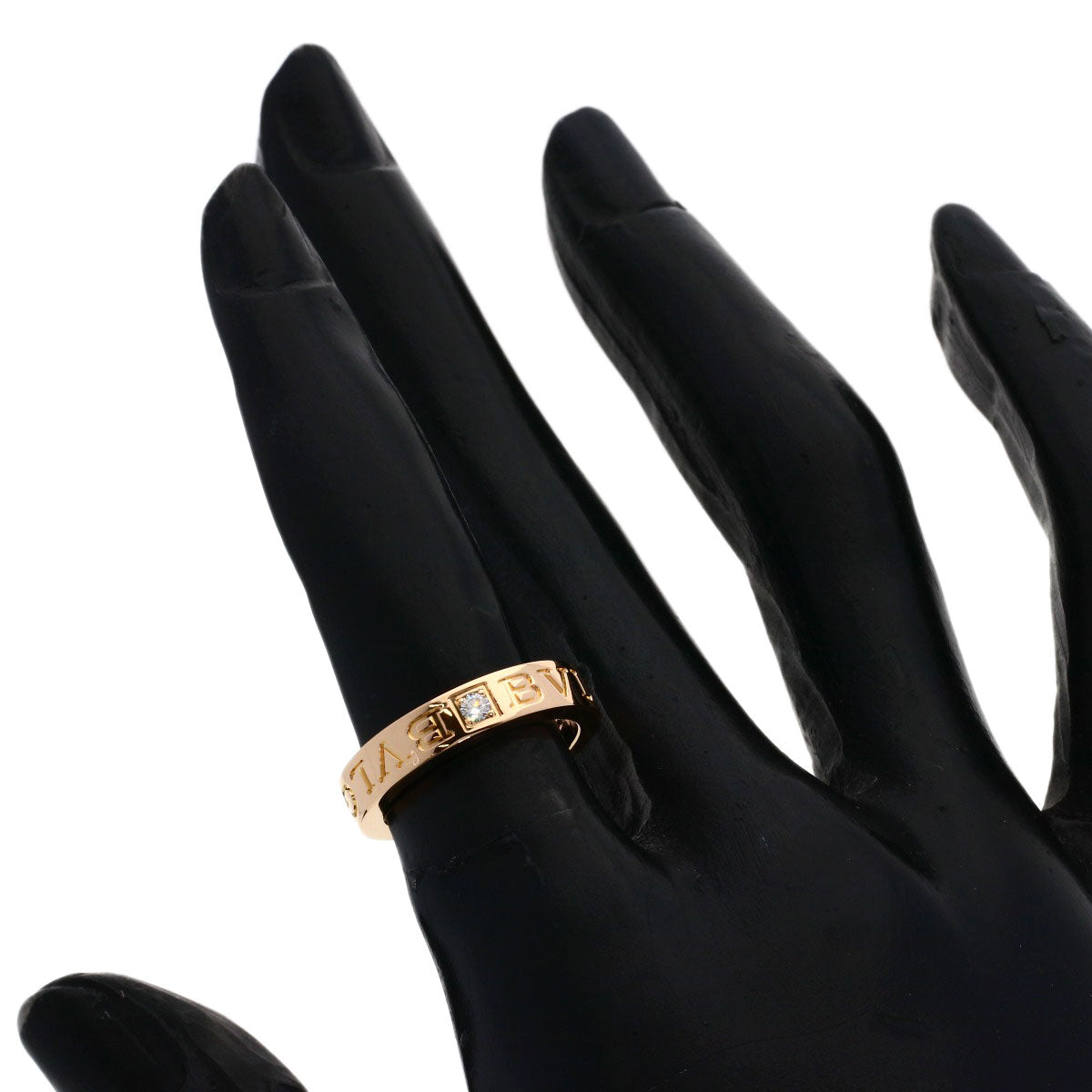 BVLGARI Double logo 1P Diamond Ring K18 Pink Gold Ladies [Used]