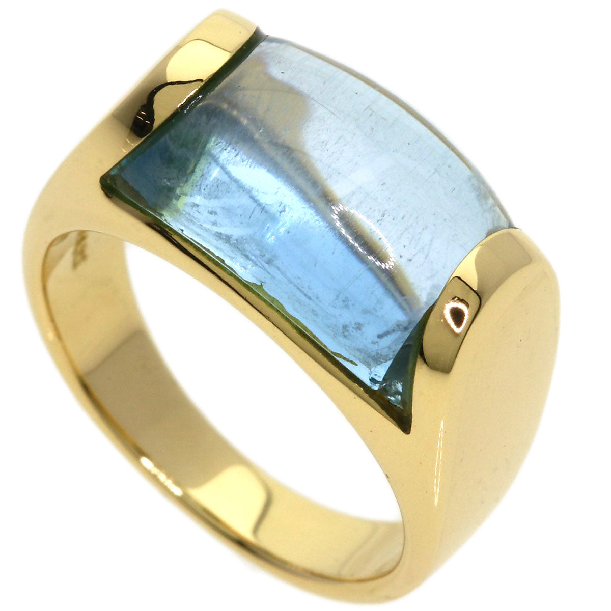 BVLGARI Troquette Blue Topaz Ring K18 Yellow Gold Ladies [Used]