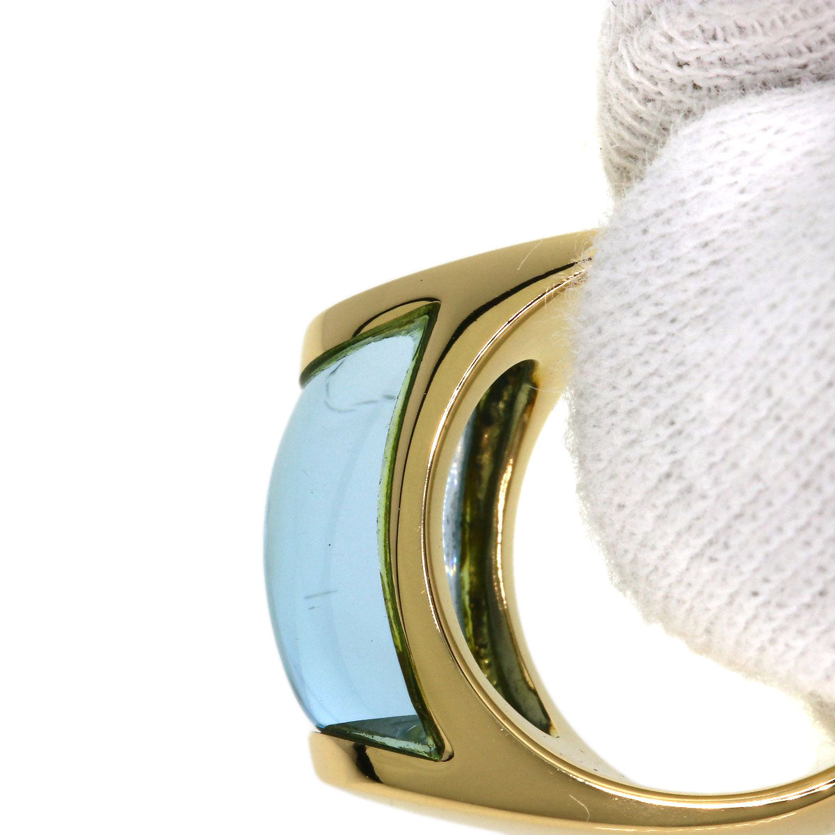 BVLGARI Troquette Blue Topaz Ring K18 Yellow Gold Ladies [Used]