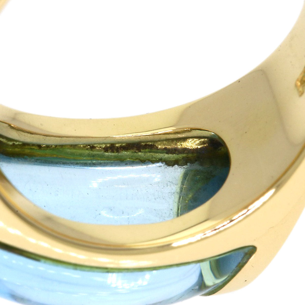 BVLGARI Troquette Blue Topaz Ring K18 Yellow Gold Ladies [Used]