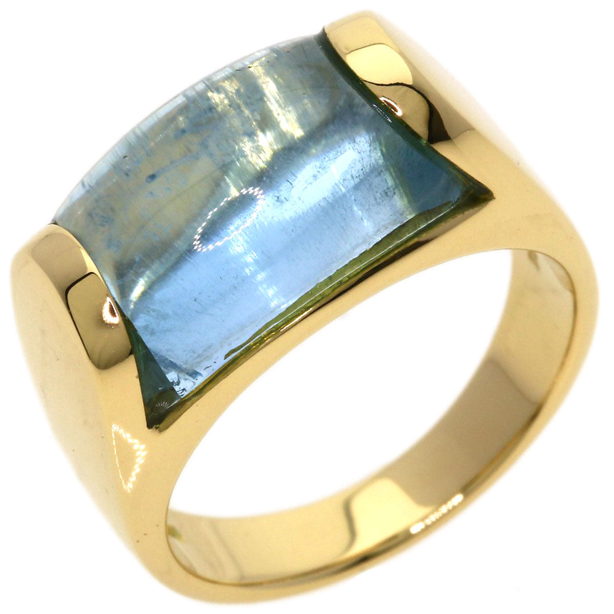 BVLGARI Troquette Blue Topaz Ring K18 Yellow Gold Ladies [Used]