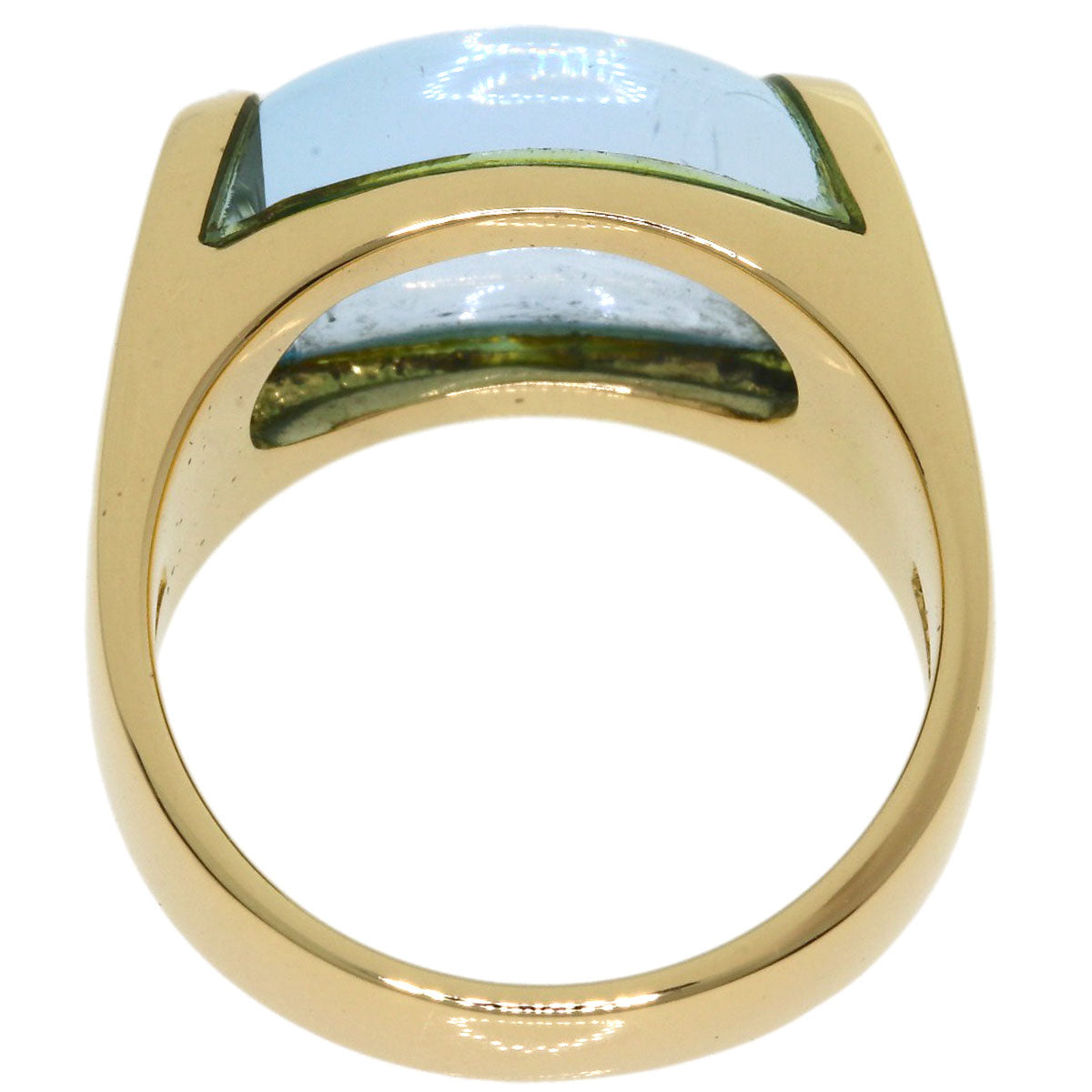 BVLGARI Troquette Blue Topaz Ring K18 Yellow Gold Ladies [Used]