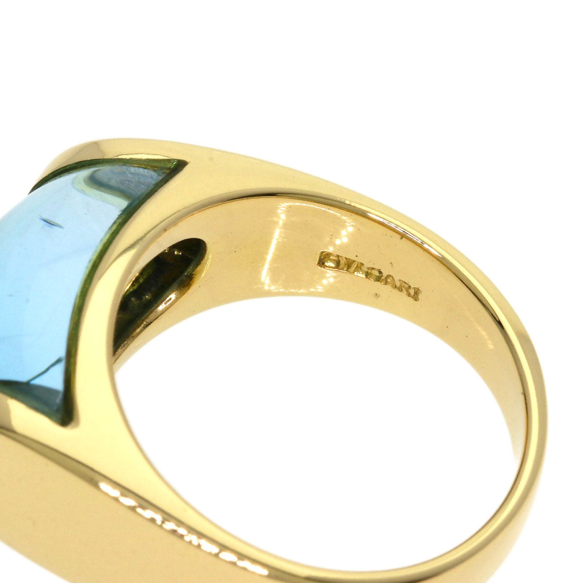 BVLGARI Troquette Blue Topaz Ring K18 Yellow Gold Ladies [Used]