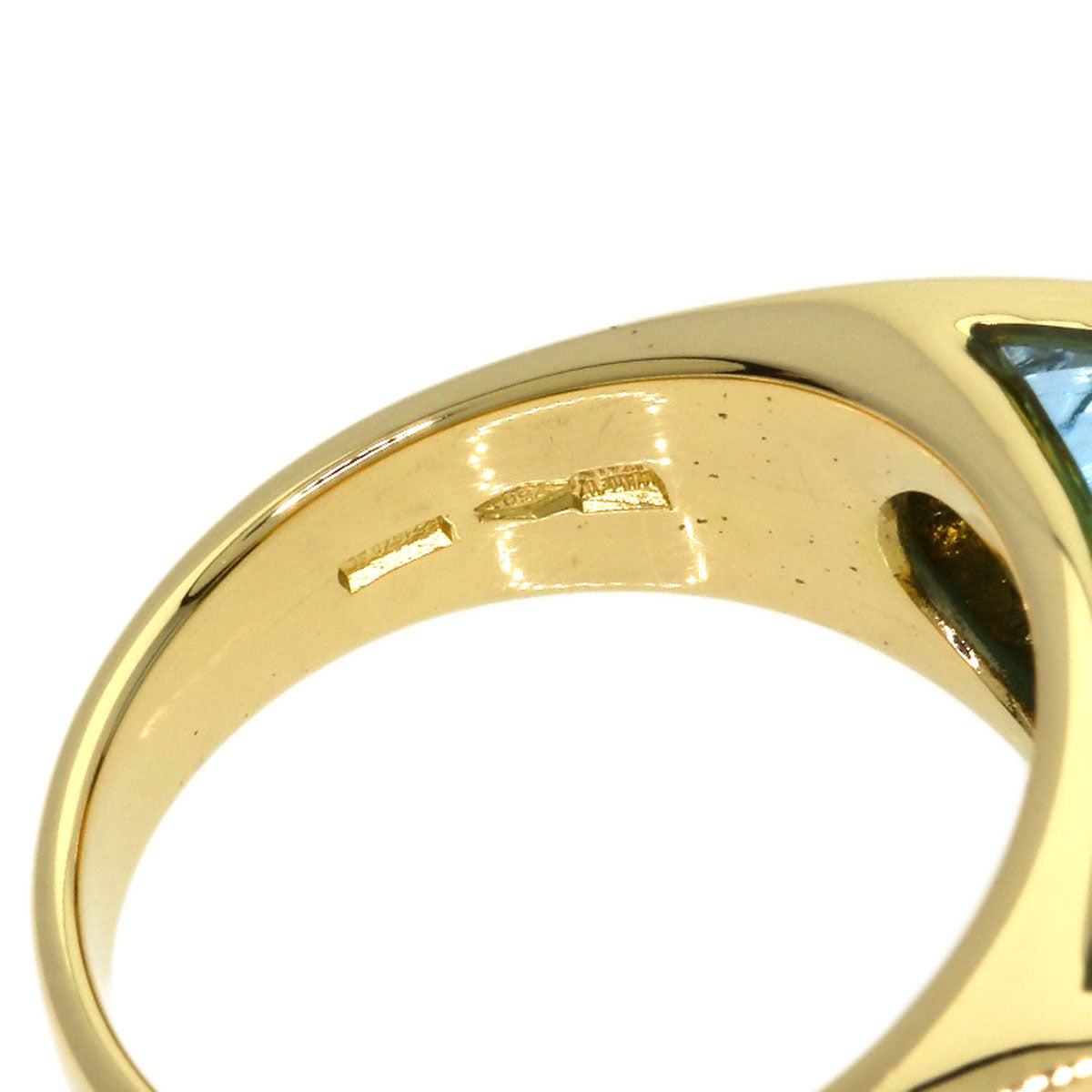 BVLGARI Troquette Blue Topaz Ring K18 Yellow Gold Ladies [Used]