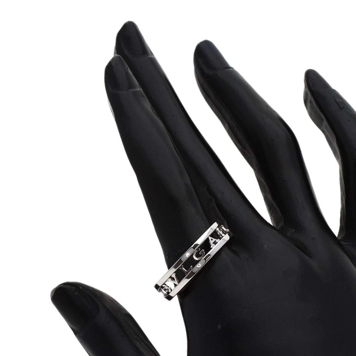 BVLGARI B.zero1 Openwork Spiral #62 Ring K18 White Gold Ladies [Used]