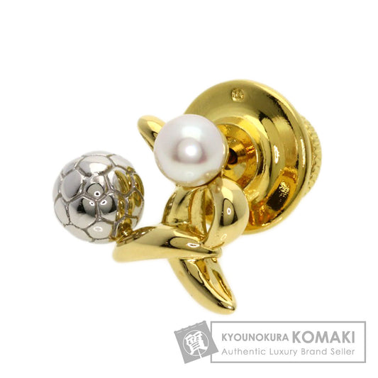 MIKIMOTO Pearl Pearl Soccer Motif Pin Brooch Brooch K18 Yellow Gold PT950Ladies [Used]