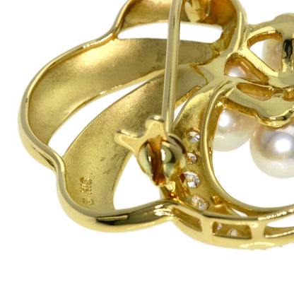 MIKIMOTO Pearl Pearl Diamond Brooch K18 Yellow Gold Ladies [Used]