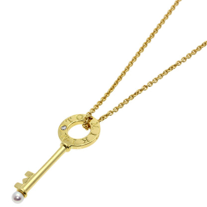 MIKIMOTO Key motif: Pearl Diamond Necklace K18 Yellow Gold Ladies [Used]
