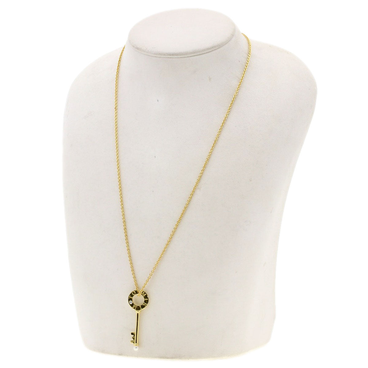 MIKIMOTO Key motif: Pearl Diamond Necklace K18 Yellow Gold Ladies [Used]