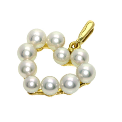 MIKIMOTO Heart Pearl Pearl Pendant top K18 Yellow Gold Ladies [Used]