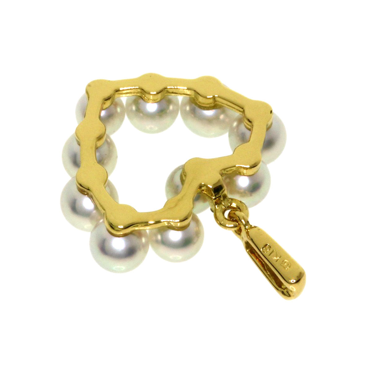 MIKIMOTO Heart Pearl Pearl Pendant top K18 Yellow Gold Ladies [Used]