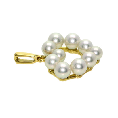 MIKIMOTO Heart Pearl Pearl Pendant top K18 Yellow Gold Ladies [Used]