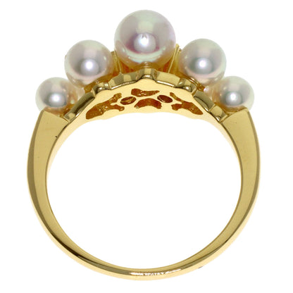 MIKIMOTO Pearl Pearl 2P Diamond Ring K18 Yellow Gold Ladies [Used]