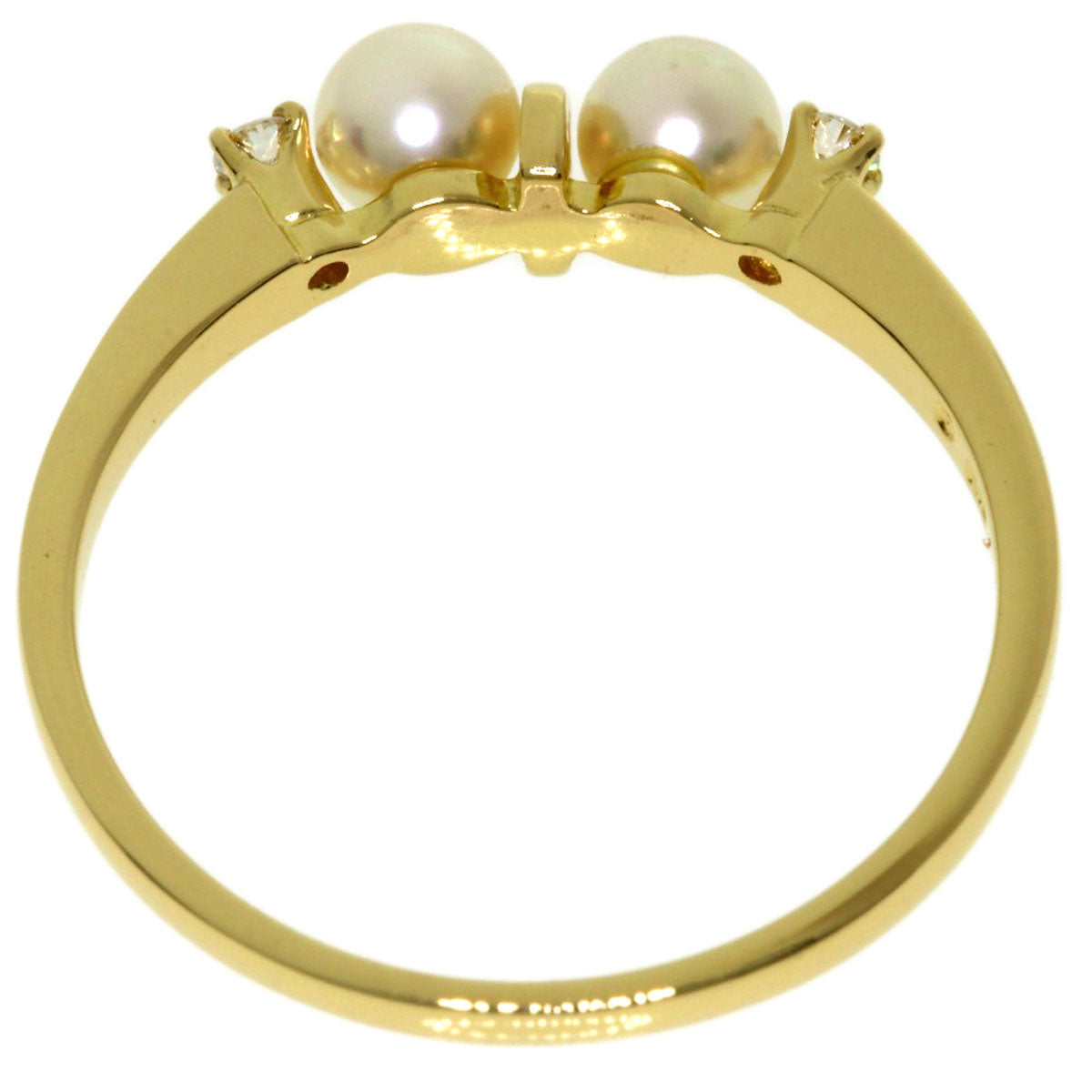 MIKIMOTO Baby Pearl Pearl Diamond Ring K18 Yellow Gold Ladies [Used]
