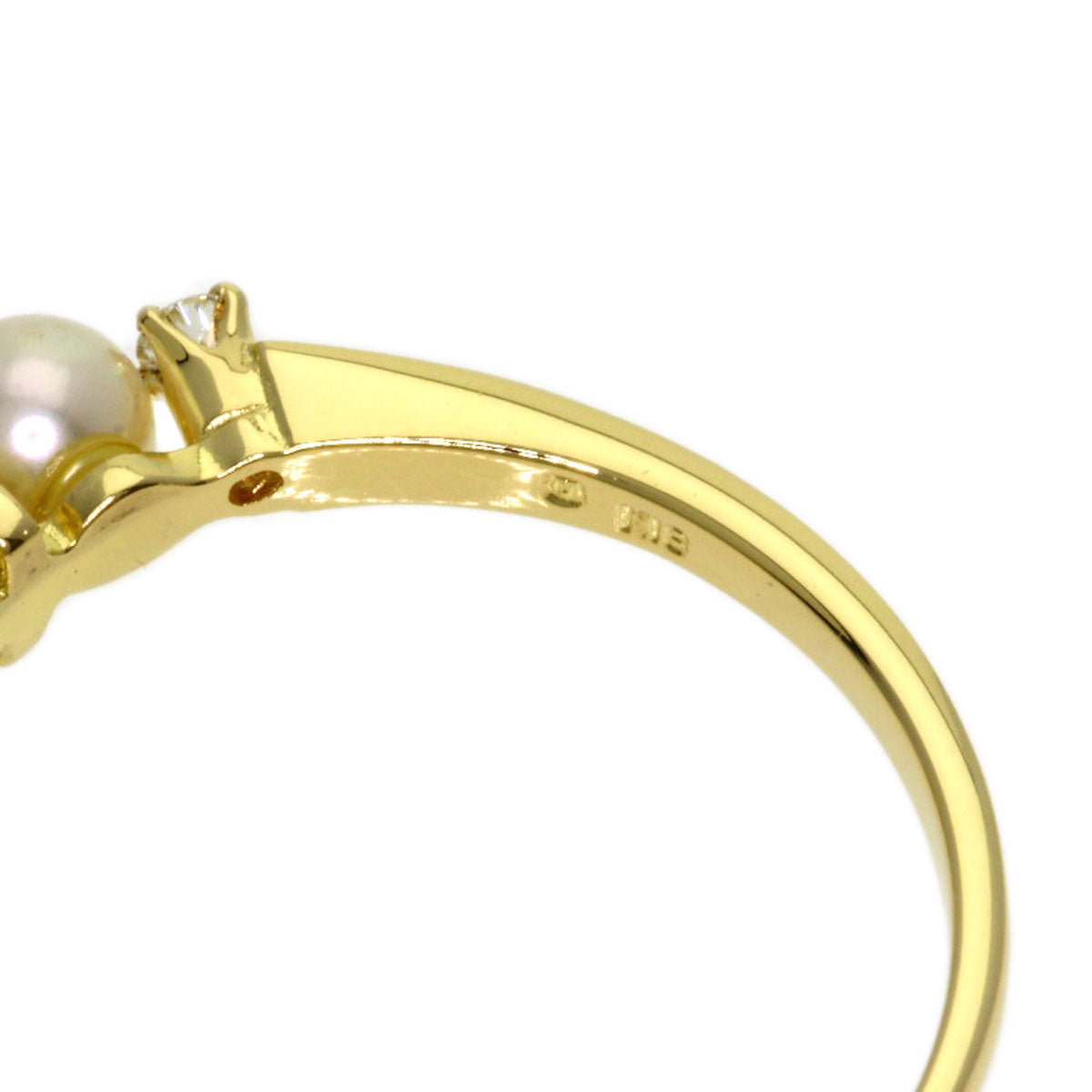 MIKIMOTO Baby Pearl Pearl Diamond Ring K18 Yellow Gold Ladies [Used]
