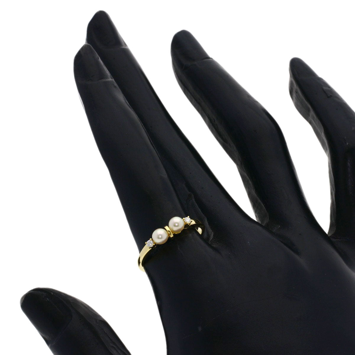 MIKIMOTO Baby Pearl Pearl Diamond Ring K18 Yellow Gold Ladies [Used]