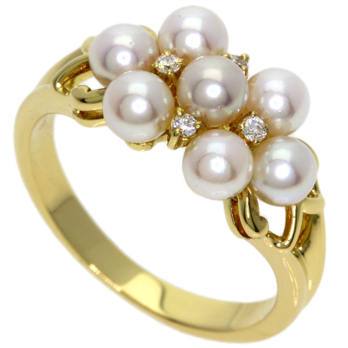 MIKIMOTO Baby Pearl Pearl Diamond Ring K18 Yellow Gold Ladies [Used]