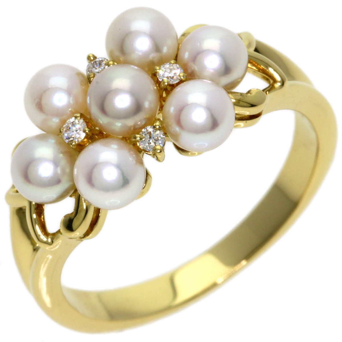 MIKIMOTO Baby Pearl Pearl Diamond Ring K18 Yellow Gold Ladies [Used]