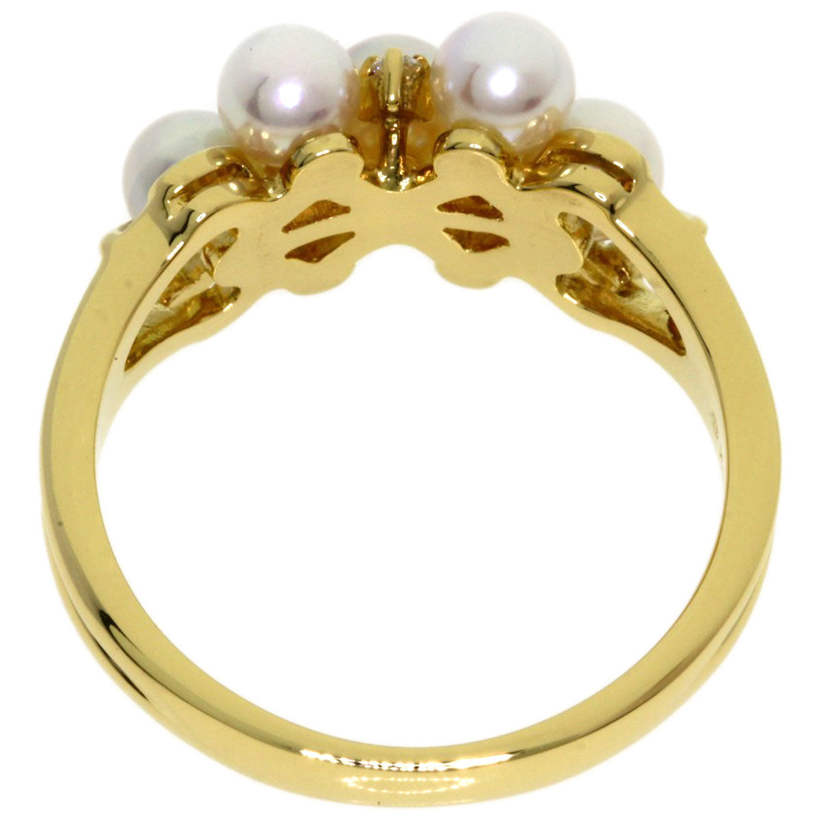 MIKIMOTO Baby Pearl Pearl Diamond Ring K18 Yellow Gold Ladies [Used]